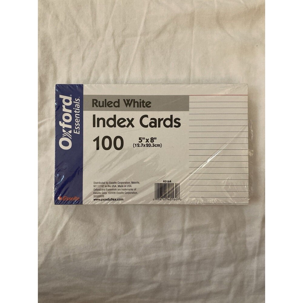 Oxford Essentials Ruled White Index Cards 5"X8" | 99 in Pack | School, Office
